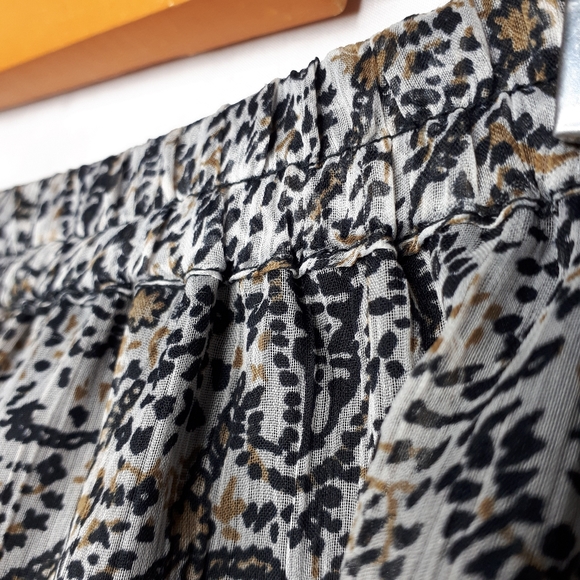 Sheer Overlay Flare Maxi Skirt Tiered Pattern M - Picture 10 of 11